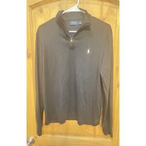 Polo Ralph Lauren Men's 1/4 Zip Pullover M Black Long‎ Sleeve Cotton Sweatshirt